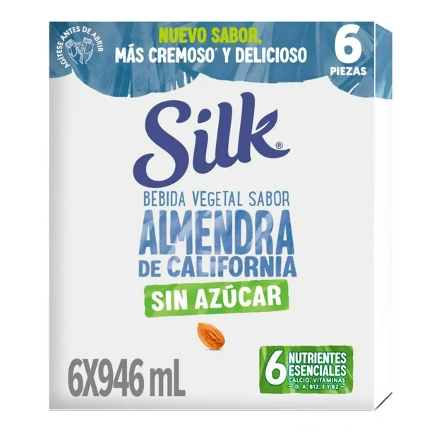 Bebida Vegetal Silk Sabor Almendra de California Sin Azúcar 6 pzas de 946 ml c/u
