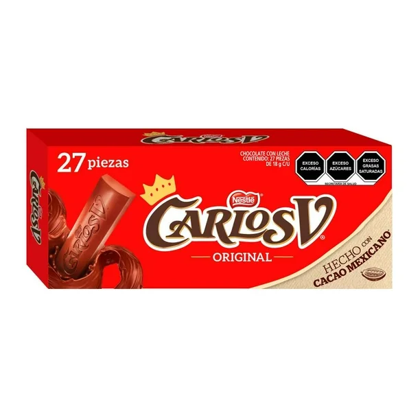 Chocolate Carlos V Nestlé 27 pzas de 18 g c/u
