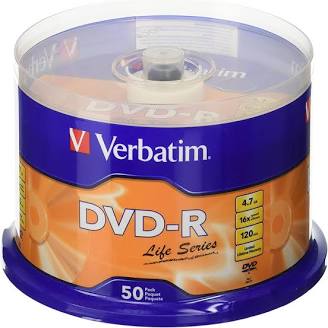 Disco Verbatim DVD-R 16x con 50 piezas.