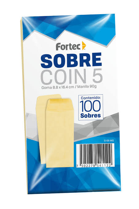 Sobre coin No. 5 manila engomado Fortec