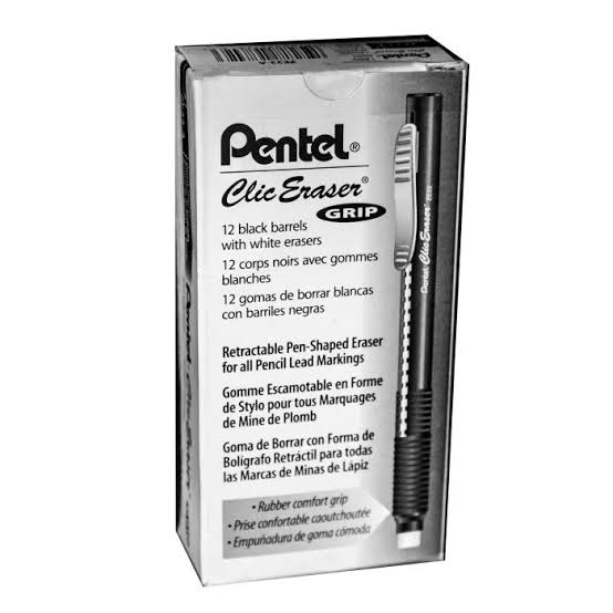 Goma clic erases grip Pentel negra caja