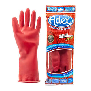 Guantes de hule Adex color rojo, N. 8