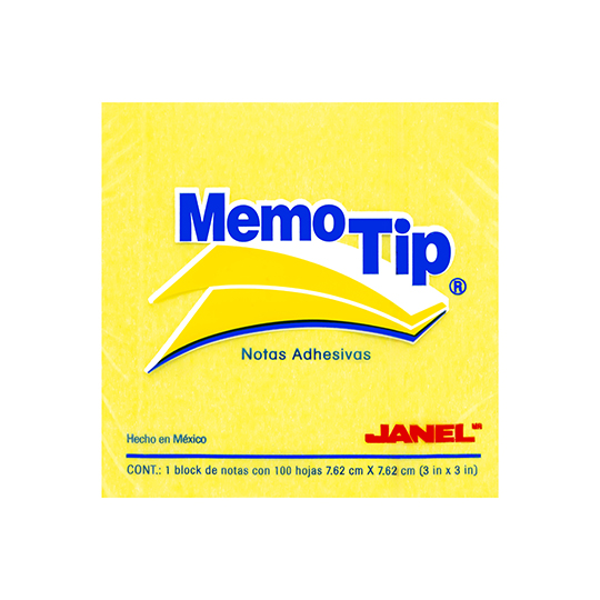 Notas Adhesivas Memo Tip amarillo 3x3 pulg 1 block con 100 hojas