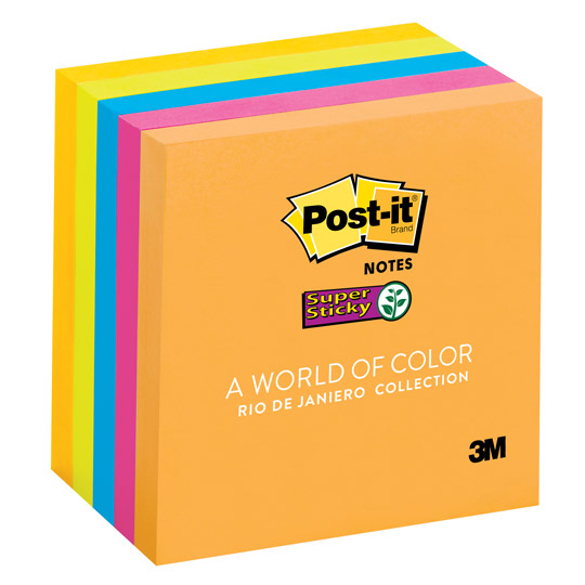 Notas adhesivas Mod. 654-5ssuc Post-it Río de Janeiro 3x3 pulgadas, 5 blocks sup
