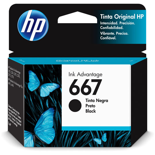 Cartucho de tinta HP ink 667 negro.