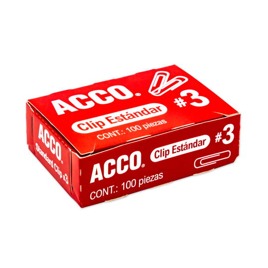 Clip Estándar no. 3 ACCO Capacidad Hasta 15 Hojas