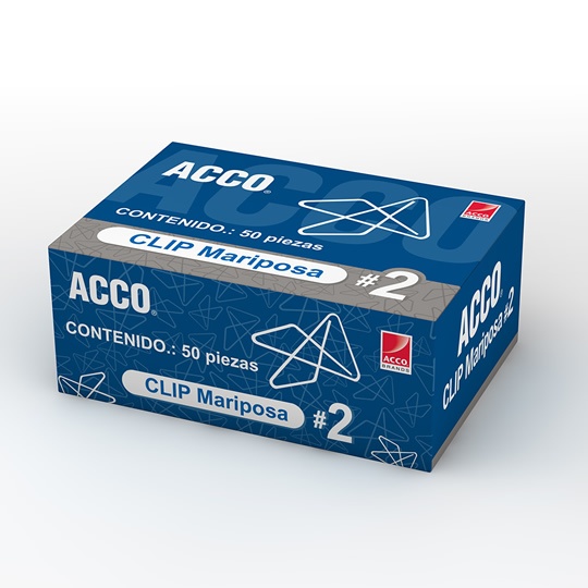 Clip mariposa no. 2 ACCO capacidad hasta100 hojas