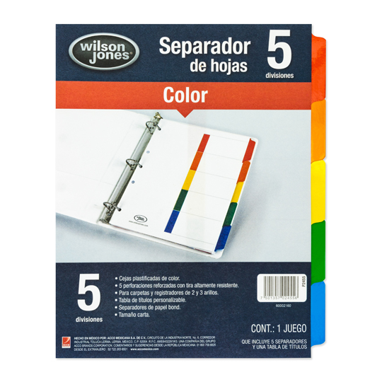 Separador Acco Tab 5 Div Ceja Color Sin Numeracion