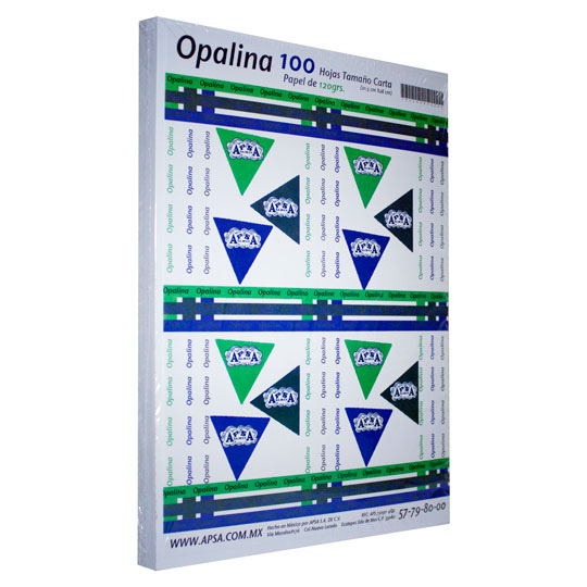 Papel opalina blanca 90% blancura APSA tamaño carta 120 gramos paquete con 100 p