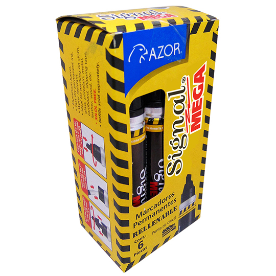 Marcador permanente Signal Mega punta cincel 6 mm color negro 1 pz