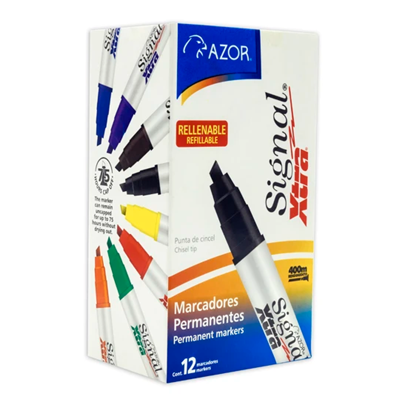 Marcador Permanente Signal Xtra 40001 Punta Cincel Color Negro 1 PZ