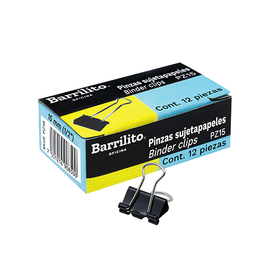 Sujeta Documentos Barrilito 15mm 1/2" Caja C/12 Pzas 