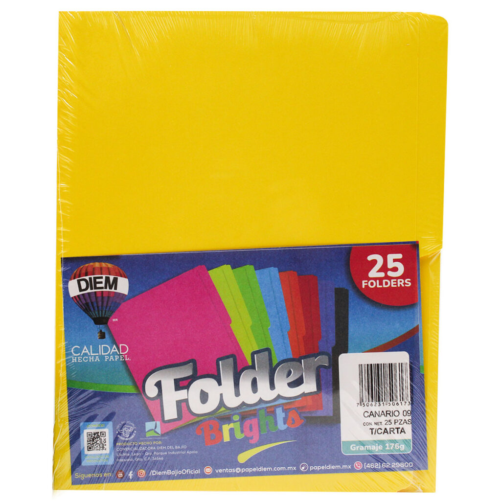 FOLDER CARTA 176GRS C/25 FF09 CANARIO