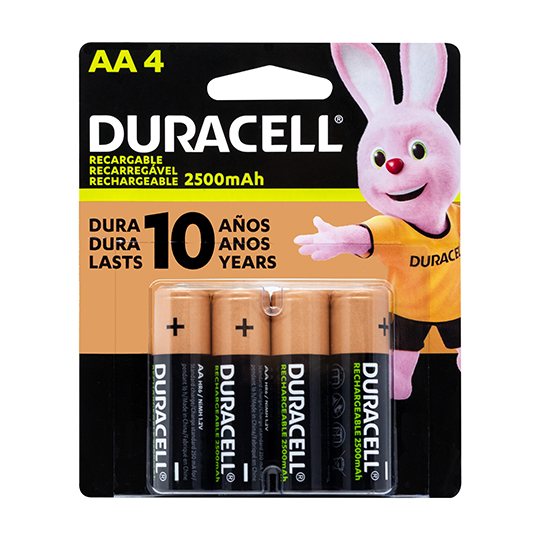 Pila recargable Duracell AA blíster con 4 pzas