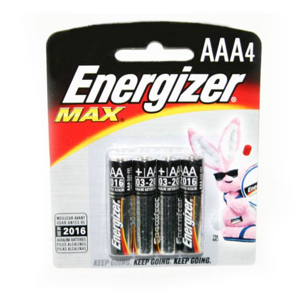 Energizer Baterías AAA Alcalinas 1.5 V Blíster Con 4 Pzs. [ENE-PIL-E92BP4]