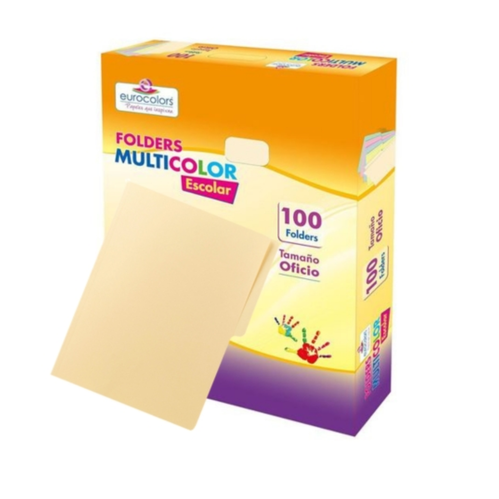 Folder Eurocolors Tamaño Oficio Color Crema Pastel – Paquete con 100 Piezas [PU0058]          