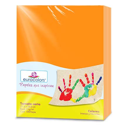 PAPEL CORTADO EUROCOLORS CARTA NARANJA VIBRANTE C/100