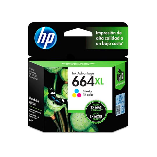 Cartucho de tinta tricolor HP 664xl.