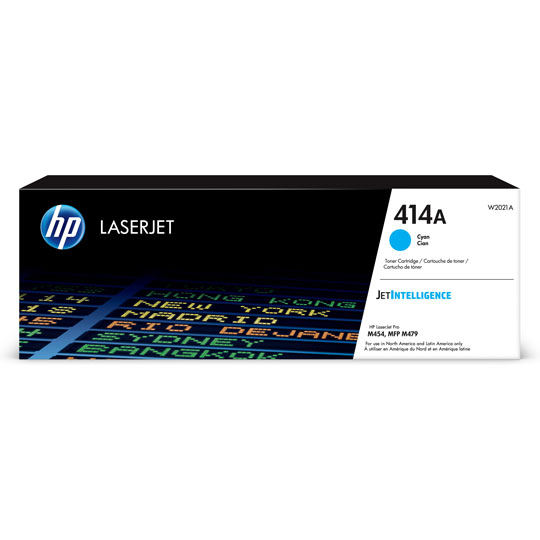 HP 414a cyan laserjet toner cartridge.