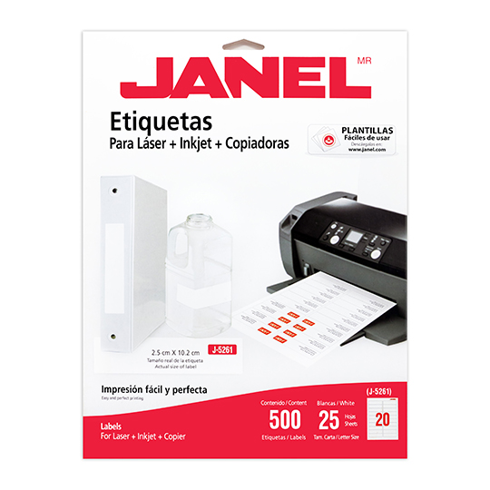 Etiqueta Laser Mod j-5261 Blanca JANEL 25x102mm Con 500 Etiquetas