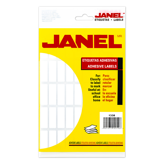 Etiqueta blanca JANEL clasica no. 6 con 900 etiquetas de 13x38mm