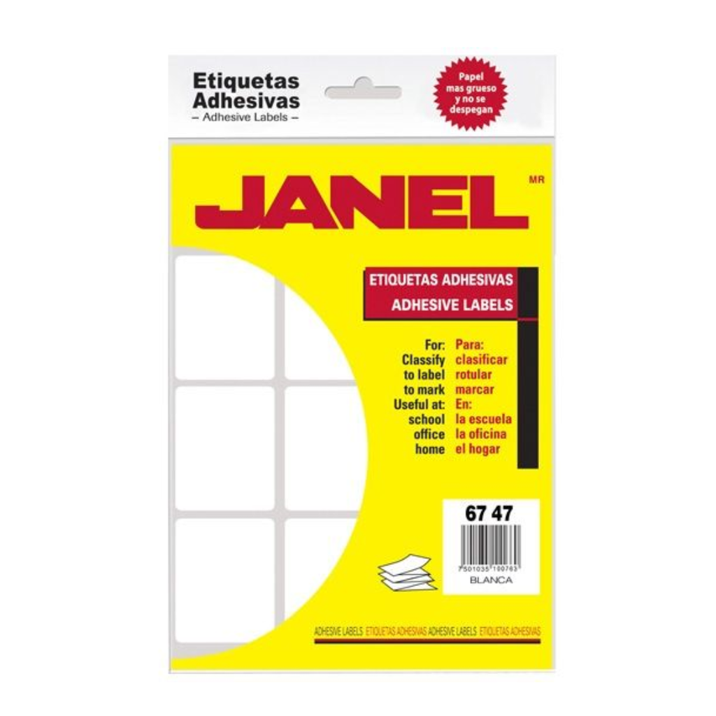 Janel No.13 Etiqueta Clasica 67X47mm Papel Blanco Paquete 180 Etiquetas [JAN-ETQ-13]