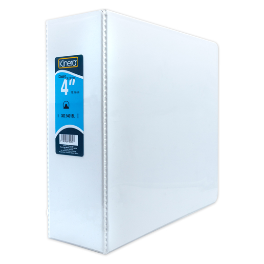 Carpeta panorámica con cristal Kinera carta herraje 4 pulgadas "O" color blanco