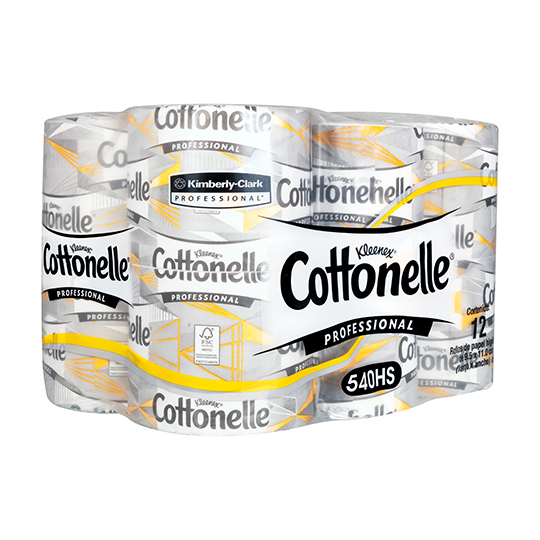 Papel Higiénico blanco Kleenex Cottonelle 540 hjs sencillas,colchon c/ 72 rollos