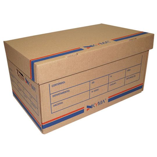 Caja de archivo oficio larga de cartón KYMA 1 pieza. Largo: 62x36.5x26cm