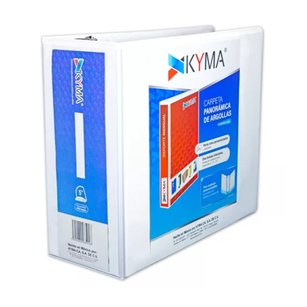 Kyma Carpeta Panorámica Tam. Carta 5″ Vinil Blanco, 3 Argollas D [CPKCBHD-500-BCA]