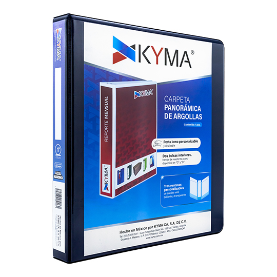 Carpeta KYMA panoramica de vinil 1 pulgada arillo en O azul marino 1 pieza