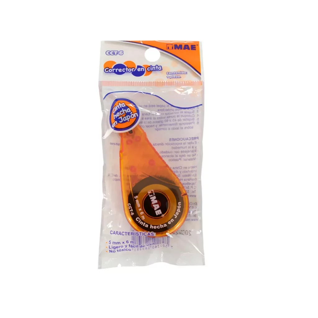 CORRECTOR DE CINTA MAE 6MTS X 5MM CCT6 ATADO DE 12 PZAS.