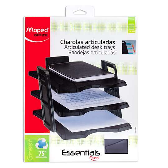 Charola essentials desk gris humo Maped de tres niveles