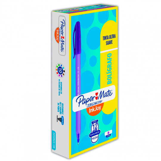 Boligrafo ST kilometrico morado punto mediano caja con 12 piezas