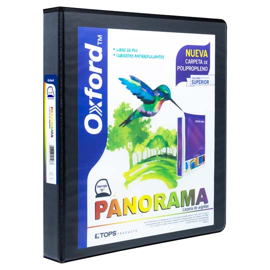 Carpeta panorámica Oxford carta negra herraje de 1 pulgada "D"