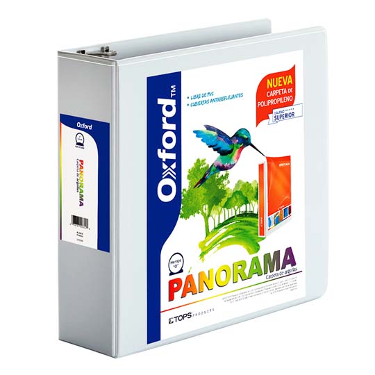 Carpeta panorámica Oxford carta blanca herraje de 3 pulgadas "O"