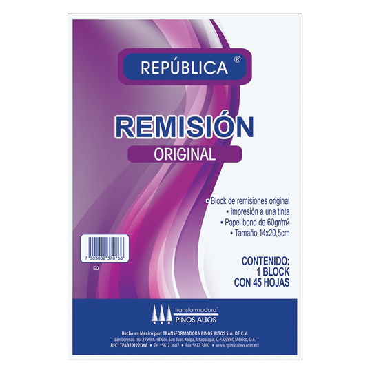 Remisión Original Pinos Altos Esquela