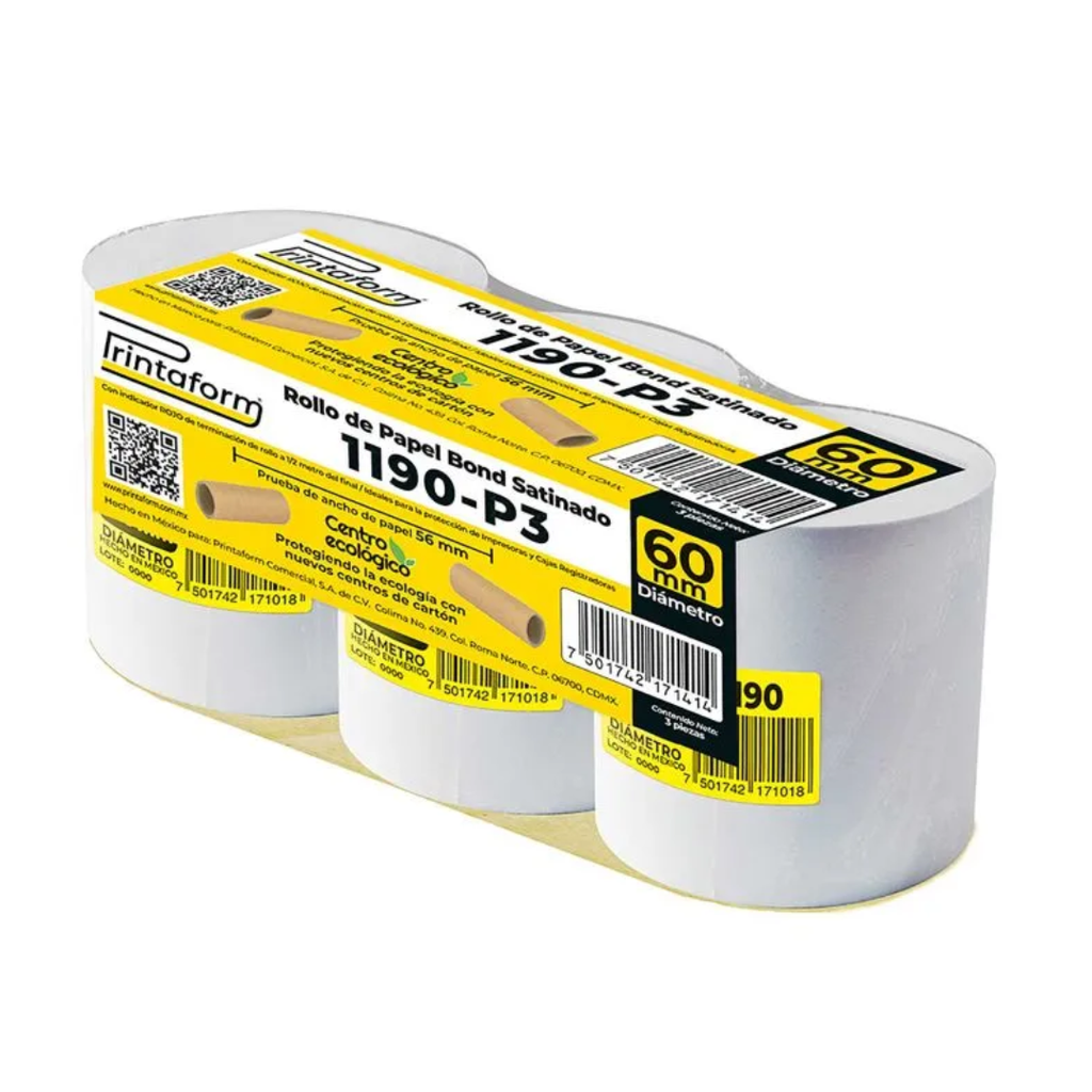 PrintAForm Rollos Bond  57×60 mm – Paq 3 Pzs [PRIN-ROL-B1190]           