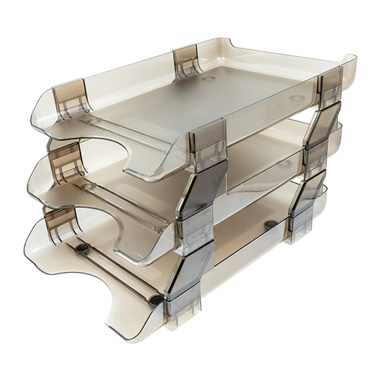 Charola vertical Sablón tamaño carta tres pisos color humo