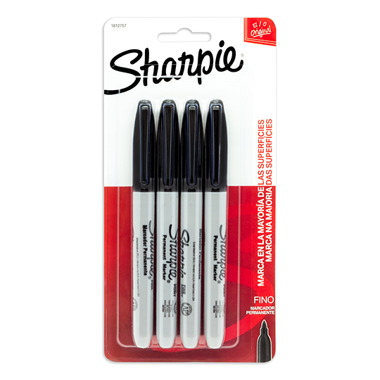 Marcador fino permanente Sharpie negro con 4 piezas
