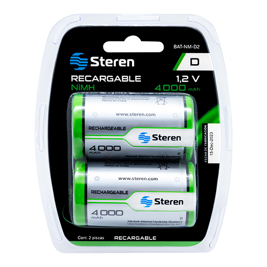 Pila Recargable D STEREN Blister De 2 Piezas