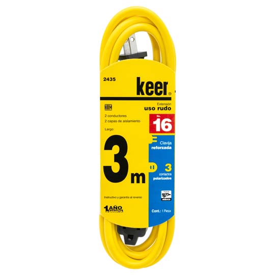 SANTUL MOD. 2440 EXTENSION DE 3 M USO RUDO 3 CONTACTOS AMARILLO CON NEGRO 1 PZA           