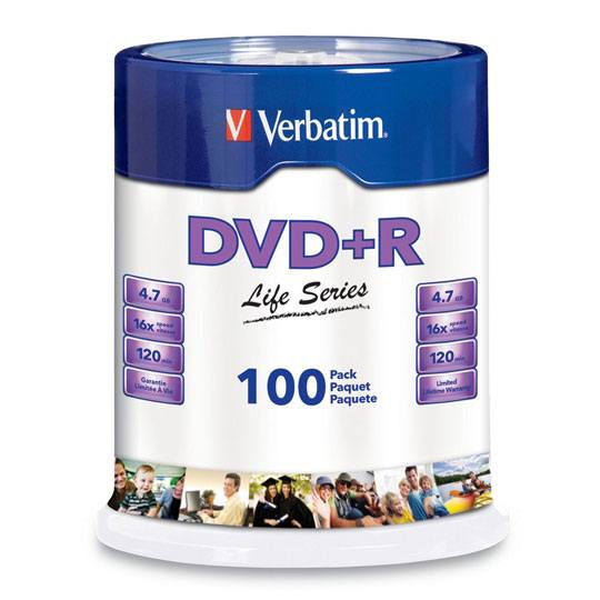 Disco Verbatim DVD-R life series 16x 100pzas