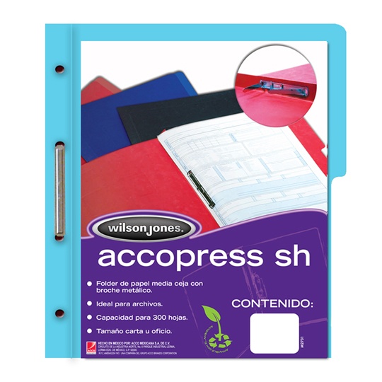 Folder accopress carta sh ACCO color azul claro con broche de 8 cm