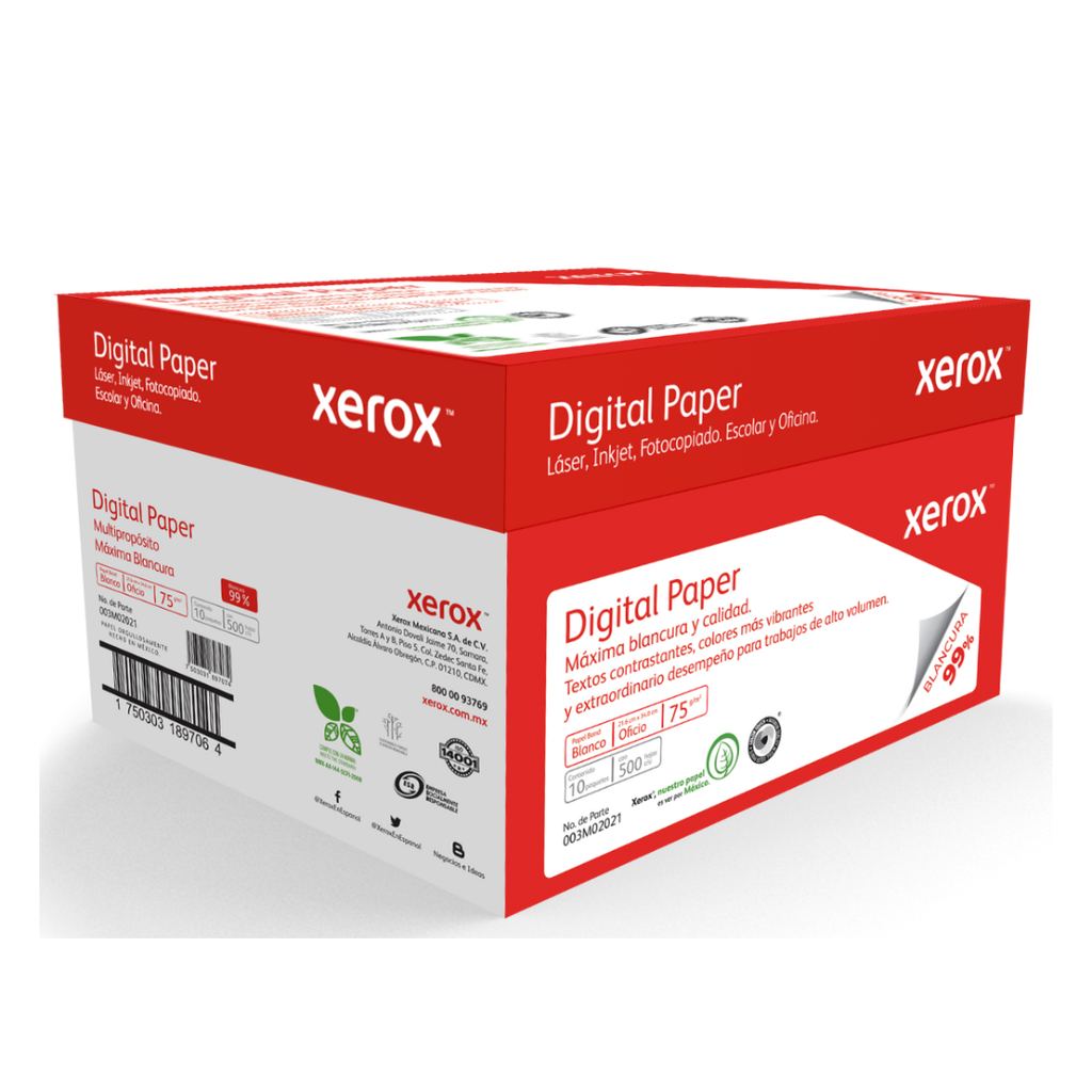 CAJA DE 5000 HOJAS DE PAPEL OFICIO 75 GR 99% BLANCURA CAJA CON 10 PAQUETES DE 500 HOJAS C/U 003M02001