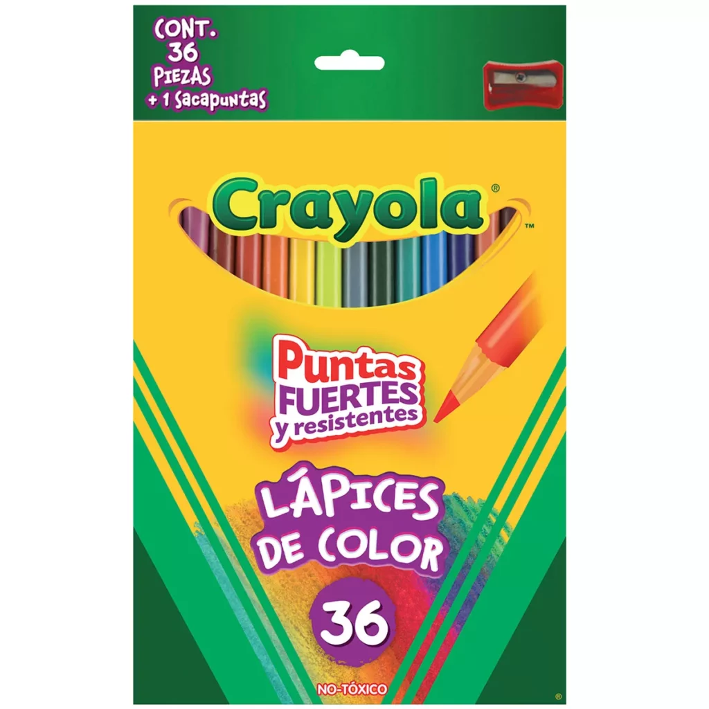 COLORES CRAYOLA 36 COL. LARGOS 68-4036 CAJA C/ 2 PZ.