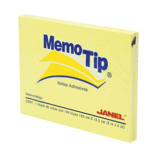 Notas Adhesivas Memo Tip Amarillo 3x4 Pulgadas 1 block Con 100 Hojas