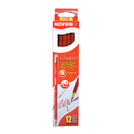 Lapiz Checador Kores Rojo Caja 12 Piezas
