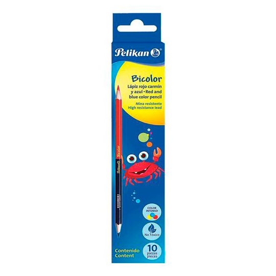 Lápiz Bicolor Pelikan Hexagonal Rojo-Azul C/10 Pzas