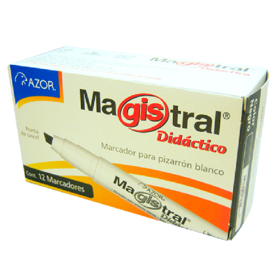Marcador Magistral Didáctico Punta Cincel 6 mm Color Negro Caja Con 12 Piezas